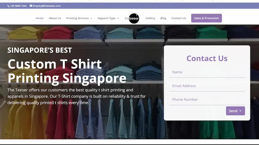 Website Header With Contact Form Example
